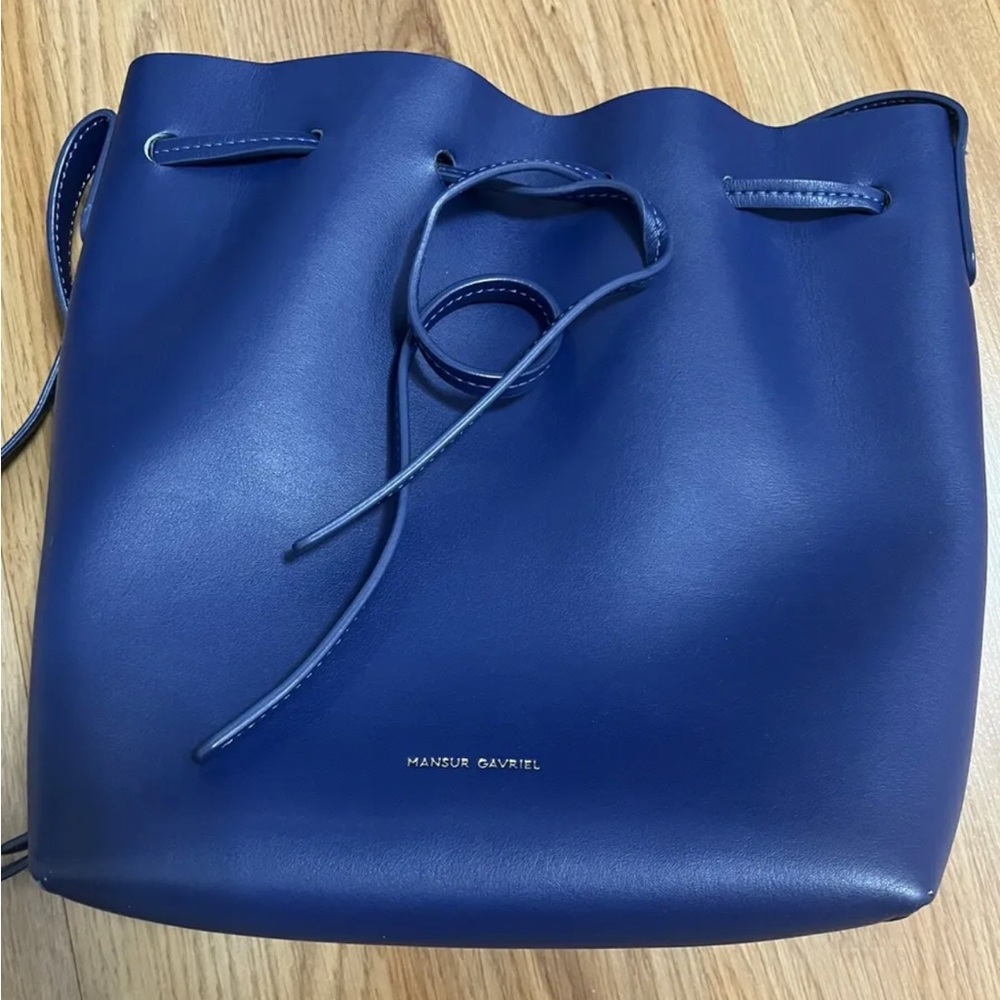 Women Bucket Bag Royal Blue Leather Crossbody Bag